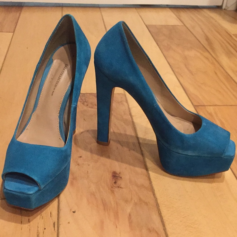 Zara blue/ turquoise heels/ Size 38